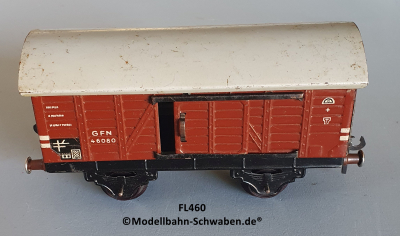Fleischmann 460 Spur 0, Gedeckter Güterwagen, rotbraun, 2 Schiebetüren, Metall
