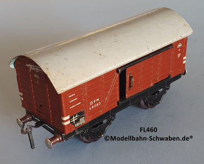 Fleischmann 460 Spur 0, Gedeckter Güterwagen, rotbraun, 2 Schiebetüren, Metall Fleischmann 460 Spur 0, Gedeckter Güterwagen, rotbraun, 2 Schiebetüren, Metall