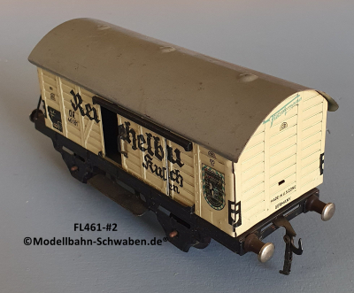 Fleischmann 481-#2 Spur 0, Kühl- / Bierwagen Reichelbräu Kulmbach, Metall, beige