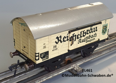 Fleischmann 461 Spur 0, Kühl- / Bierwagen Reichelbräu Kulmbach, Metall, weiss Fleischmann 461 Spur 0, Kühl- / Bierwagen Reichelbräu Kulmbach, Metall, weiss