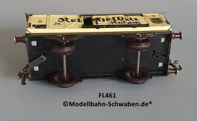 Fleischmann 461 Spur 0, Kühl- / Bierwagen Reichelbräu Kulmbach, Metall, beige