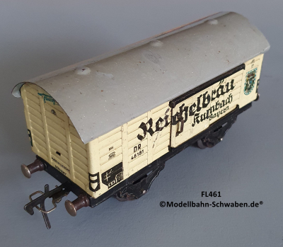 Fleischmann 461 Spur 0, Kühl- / Bierwagen Reichelbräu Kulmbach, Metall, beige Fleischmann 461 Spur 0, Kühl- / Bierwagen Reichelbräu Kulmbach, Metall, beige
