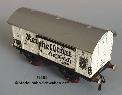 Fleischmann 461 Spur 0, Kühl- / Bierwagen Reichelbräu Kulmbach, Metall, weiss