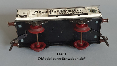 Fleischmann 461 Spur 0, Kühl- / Bierwagen Reichelbräu Kulmbach, Metall, weiss