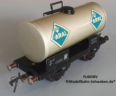 Fleischmann 465 BV Spur 0, Kesselwagen ARAL, 2-achs, Metall