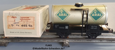 Fleischmann 465 BV Spur 0, Kesselwagen ARAL, 2-achs, Metall, OVP