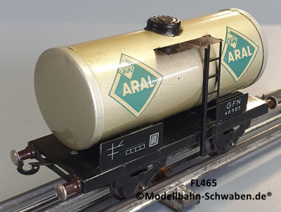 Fleischmann 465 BV Spur 0, Kesselwagen ARAL, 2-achs, Metall, OVP
