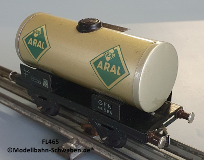 Fleischmann 465 BV Spur 0, Kesselwagen ARAL, 2-achs, Metall, OVP