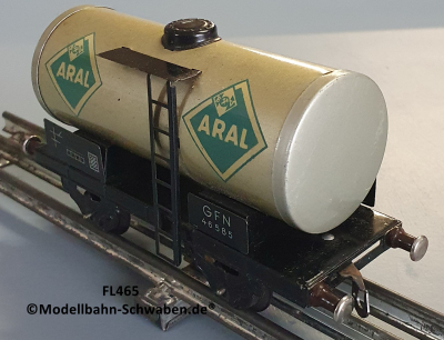 Fleischmann 465 BV Spur 0, Kesselwagen ARAL, 2-achs, Metall, OVP