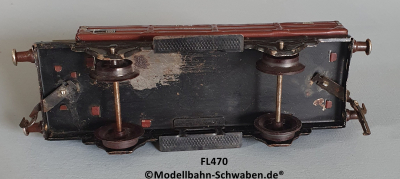 Fleischmann 470 Spur 0, Niederbordwagen m. BrH., rotbraun, Metall, Fleischmann 470 Spur 0, Niederbordwagen m. BrH., rotbraun, Metall,