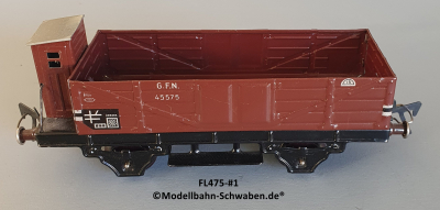 Fleischmann 475 Spur 0, Hochbordwagen m.BrH., rotbraun, 2-achs, Metall