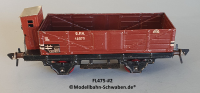 Fleischmann 475 Spur 0, Hochbordwagen m.BrH., rotbraun, 2-achs, Metall