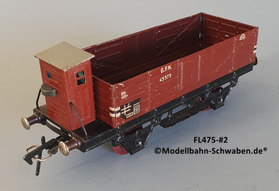 Fleischmann 475 Spur 0, Hochbordwagen m.BrH., rotbraun, 2-achs, Metall Fleischmann 475 Spur 0, Hochbordwagen m.BrH., rotbraun, 2-achs, Metall