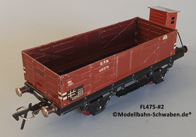 Fleischmann 475 Spur 0, Hochbordwagen m.BrH., rotbraun, 2-achs, Metall Fleischmann 475 Spur 0, Hochbordwagen m.BrH., rotbraun, 2-achs, Metall