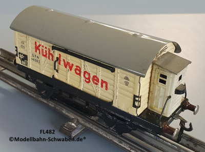 Fleischmann 482 Spur 0, Kühlwagen m. Bremserhaus weiß, Metall, OVP