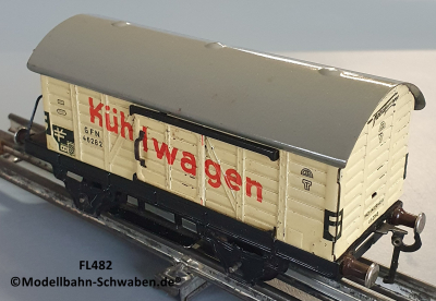 Fleischmann 482 Spur 0, Kühlwagen m. Bremserhaus weiß, Metall, OVP