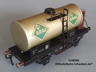 Fleischmann 485 BV Spur 0, Kesselwagen ARAL, 2-achs, Metall, Bremserhaus