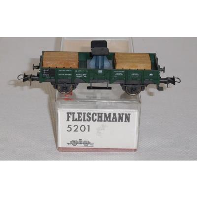 Fleischmann 5201 H0 Kranausleger Stützwagen mit Schwellenstapel, DB, OVP