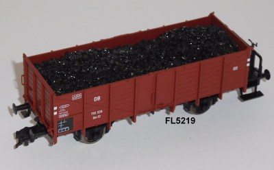 Fleischmann 5219 H0 Offener Güterwagen Om12 m.Kohle beladen, DB, OVP