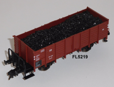 Fleischmann 5219 H0 Offener Güterwagen Om12 m.Kohle beladen, DB, OVP