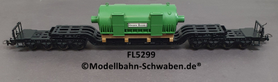 Fleischmann 5299 H0 Tiefladewagen mit Generator BBC Brown Boveri, DB, OVP