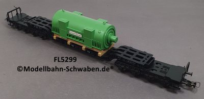 Fleischmann 5299 H0 Tiefladewagen mit Generator BBC Brown Boveri, DB, OVP