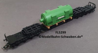 Fleischmann 5299 H0 Tiefladewagen mit Generator BBC Brown Boveri, DB, OVP