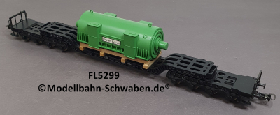 Fleischmann 5299 H0 Tiefladewagen mit Generator BBC Brown Boveri, DB, OVP