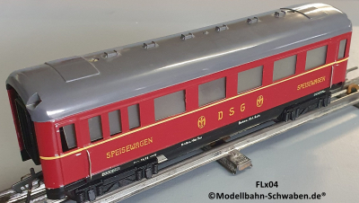 Fleischmann 411 Spur 0, Speisewagen 4-achsig, DSG, rot