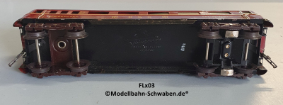 Fleischmann 411J Spur 0, Speisewagen 4-achsig, DSG, rot, Innenbeleuchtung