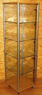 Glas Standvitrine Hoch Quadratisch mit Beleuchtung