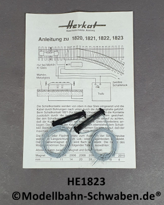 Herkat 1823 Schaltkontakt für N-Gleise ohne Schotterbett, 34x8x4,5mm, 2 Stk. OVP
