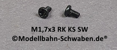 M1,7x3 mm Schraube Rundkopf Kreuzschlitz schwarz