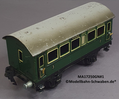 Märklin 17250 Spur 0, Blech Personenwagen 2./3. Kl., grün, 165 mm