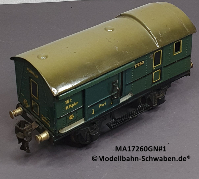 Märklin 17260 Spur 0, Blech Gepäckwagen, grün, 165 mm