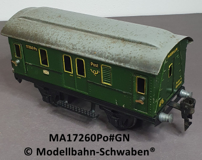 Märklin 17260Po Spur 0, Blech Postwagen, grün, 165 mm
