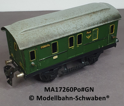 Märklin 17260Po Spur 0, Blech Postwagen, grün, 165 mm