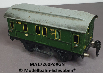Märklin 17260Po Spur 0, Blech Postwagen, grün, 165 mm