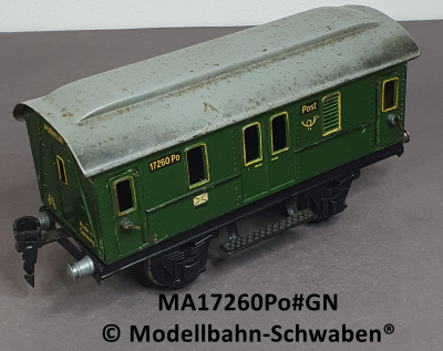 Märklin 17260Po Spur 0, Blech Postwagen, grün, 165 mm