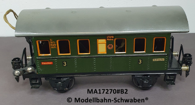 Märklin 17270B Spur 0, Blech Personenwagen 3. Kl., Donnerbüchse, grün, Beleuchtung, DRG, OVP