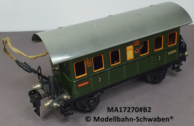 Märklin 17270B Spur 0, Blech Personenwagen 3. Kl., Donnerbüchse, grün, Beleuchtung, DRG, OVP