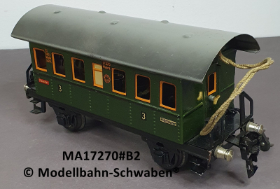 Märklin 17270B Spur 0, Blech Personenwagen 3. Kl., Donnerbüchse, grün, Beleuchtung, DRG, OVP
