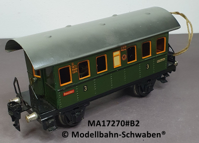 Märklin 17270B Spur 0, Blech Personenwagen 3. Kl., Donnerbüchse, grün, Beleuchtung, DRG, OVP