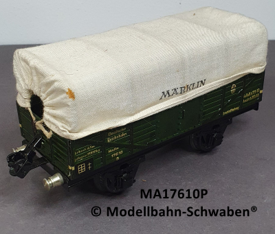 Märklin 17610P Spur 0, Blech, Offener Güterwagen mit Plane, grün, DR, Länge 165 mm