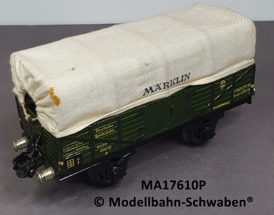 Märklin 17610P Spur 0, Blech, Offener Güterwagen mit Plane, grün, DR, Länge 165 mm