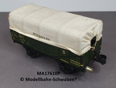 Märklin 17610P Spur 0, Blech, Offener Güterwagen mit Plane, grün, DR, Länge 165 mm