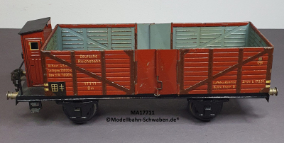 Märklin 17711 Spur 1, Offener Güterwagen, mit Bremserhaus und Klapptüren, rotbraun, 270 mm