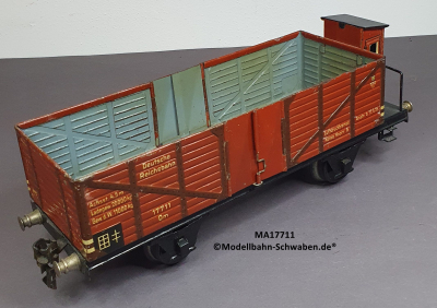 Märklin 17711 Spur 1, Offener Güterwagen, mit Bremserhaus und Klapptüren, rotbraun, 270 mm