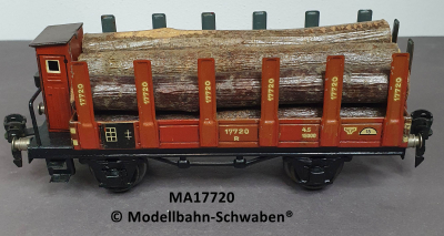 Märklin 17720 Spur 0, Blech, Rungenwagen, BrHs, bel.m.Holz, rotbraun, DR, Länge 165 mm
