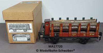 Märklin 17720 Spur 0, Blech, Rungenwagen, BrHs, bel.m.Holz, rotbraun, DR, Länge 165 mm